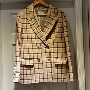 Wilfred Destiny Double Breasted Plaid Blazer